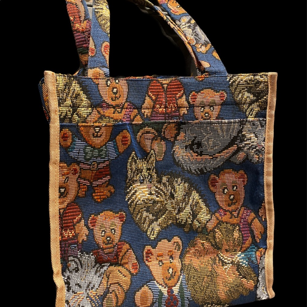 Vintage cat & bear tote